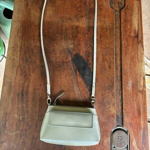 BEIJO MINI CROSSBODY PURSE, champagne color, leather, zipper